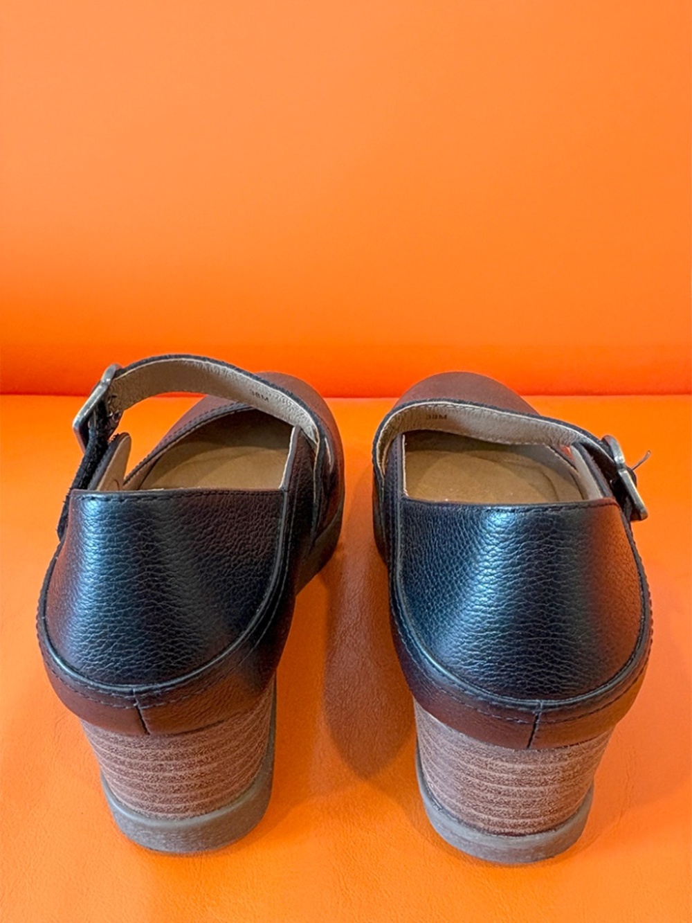 Women’s Black Wedge Mary Jane with Buckle - Picture 2 of 6